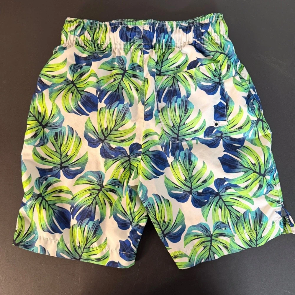 Childrens Place Sport Swim Trunks Kids‎ Medium 7/8 Blue Green Good Tropical 2pk